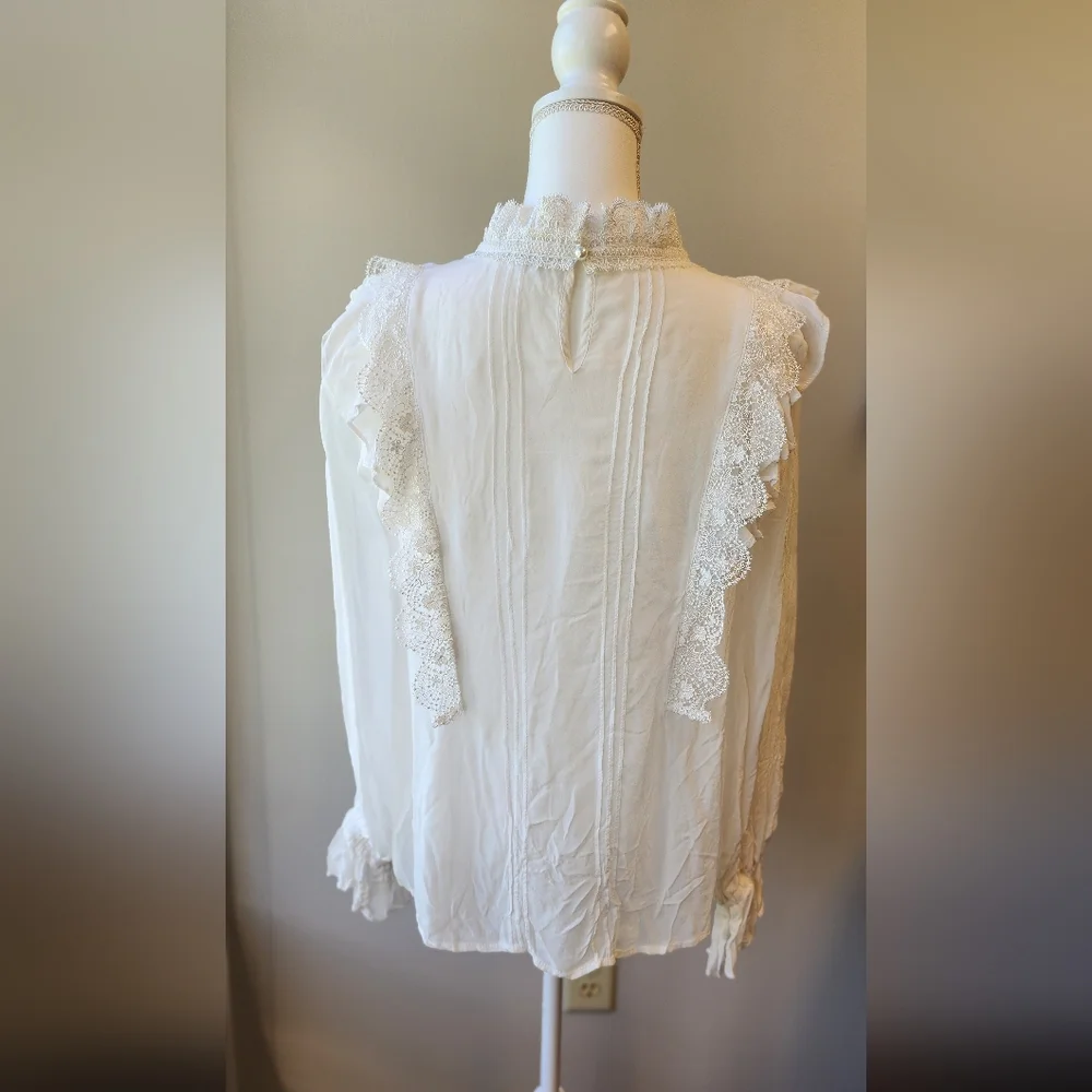Anthropologie Cream Lace Blouse - Picture 3 of 5